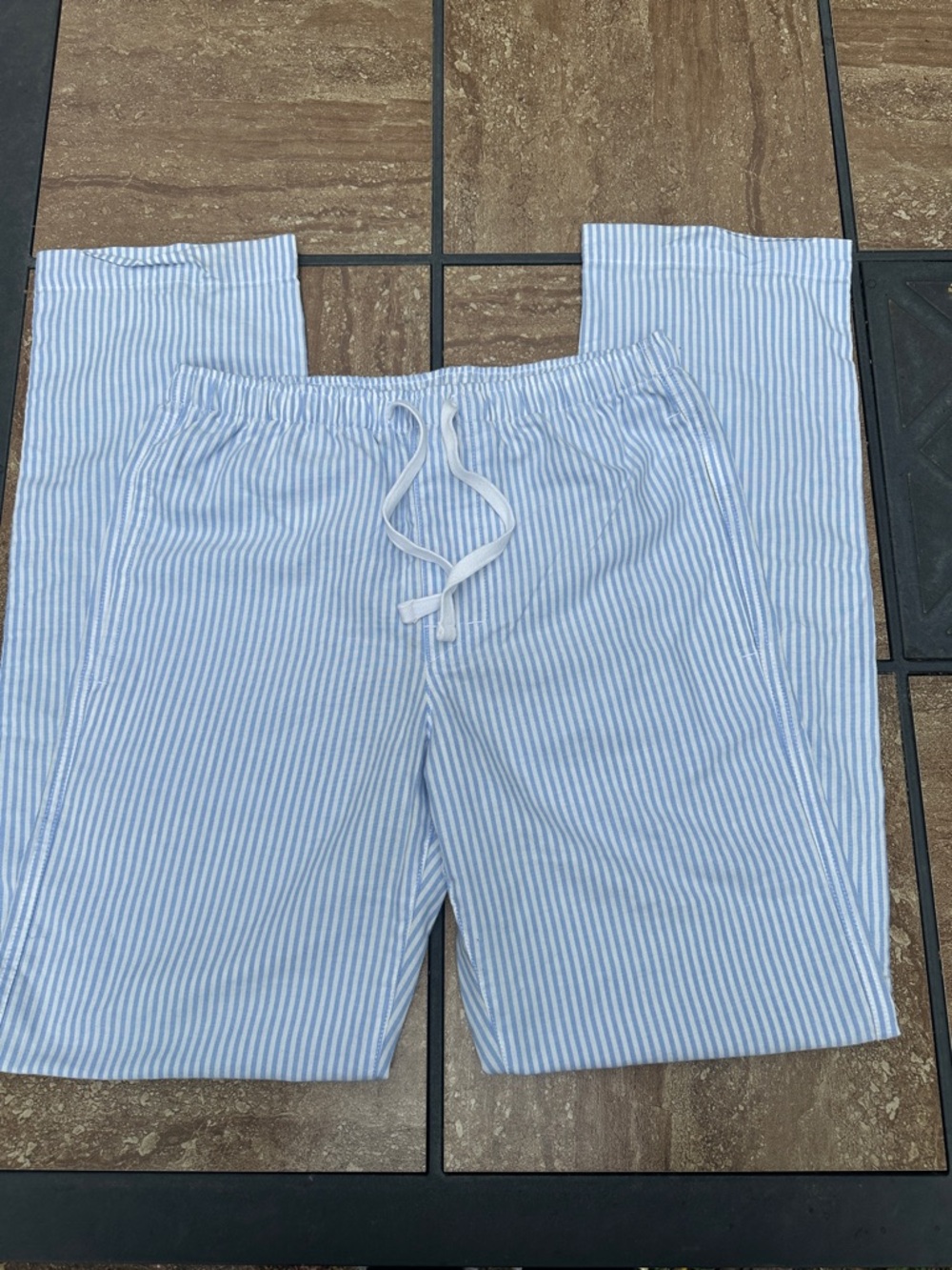 GAP Light Blue & White Striped Drawstring Joggers
